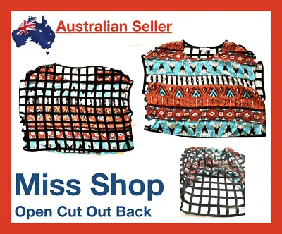 £15.78 • Buy Miss Shop Box T-shirt Singlet Loose Top Backless Geometric Hippie Cut Out Aztec
