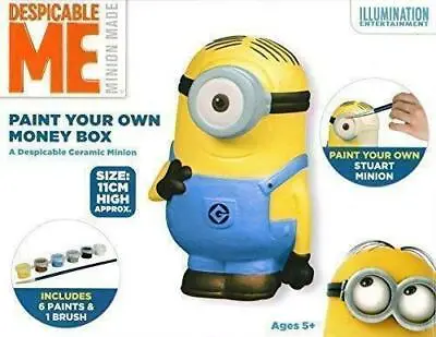 Despicable Me Minions Paint Your Own Money Box Piggy Bank Kids Craft Kit Toy New • £31.95