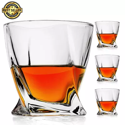 Old Fashioned Whiskey Glass Set Of 4 Crystal Bourbon Glasses 10 Oz Rocks Barware • $24.99