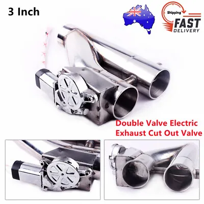 3  Double Valve Electric Exhaust Downpipe Valve With Remote 2pcs Clamp Connector • $180