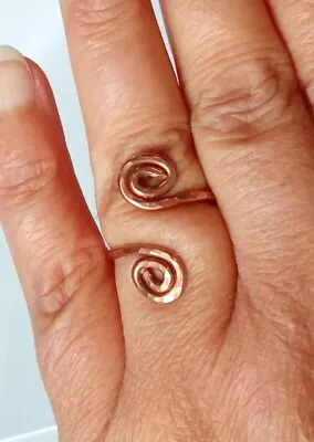 Copper Ring Adjustable Jewelry Gift Hammered Swirl Healing Reiki Zodiac Birthday • £19.99