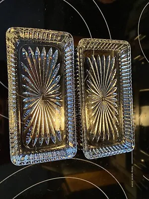 Vintage Crystal Clear  Pattern Glass 7  Rectangle Shallow Vanity Trinket Trays • $20