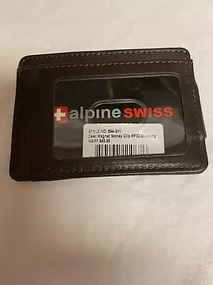 Alpine Swiss Mens Magnet Money Clip RFID Blocking Dark Brown • $19.99