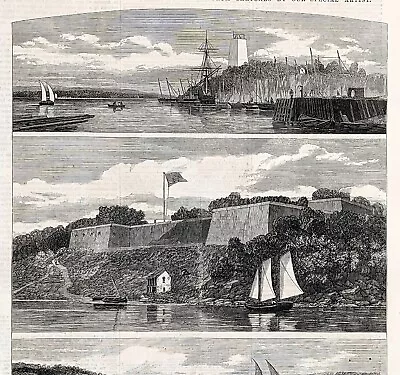 1861 Fort Washington Maryland Potomac River ENGRAVED PRINT Mount Vernon ORIGINAL • $58