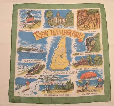 New Hampshire Souvenir Sheer Scarf Map Granite Mt Washington Hampton SQ 26  • $14.95