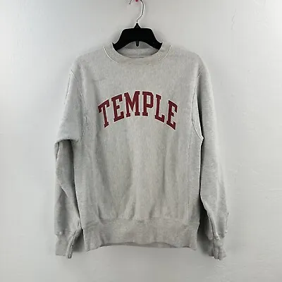 Vintage Champion Reverse Weave Sweatshirt Temple University Gray Size S  Logo • $69.88