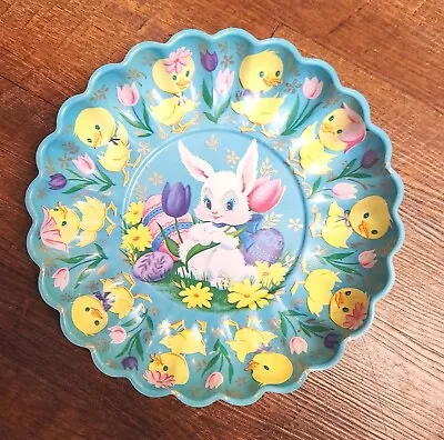 Vintage EASTER Anthropomorphic Bunny Chicks Flowers KITSCH Plastic Molded Dish  • $16.30