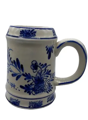 Delft Style Tankard Mug Blue White Vintage K&S Stein 4.75  • $12.88