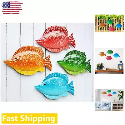 Tropical Metal Fish Wall Decor Set Of 4 - Nautical Theme Indoor/Outdoor Art • $26.59