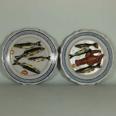 Pair Brard Palissy Majolica Palissy Fish Plates • £3570