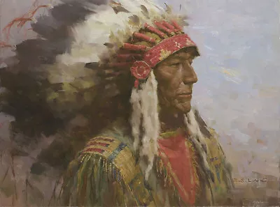 Z.S. LIANG    Brule Warrior   LE Giclee Canvas ART Native Headdress Tradition  • $371.25