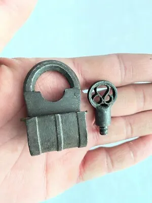 Old Vintage Rare Handmade Rustic Iron Miniature Padlock With Original Screw Key • $75