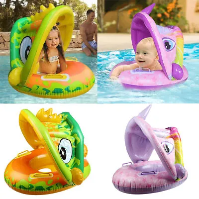 £11.25 • Buy Baby Swimming Ring With Sun Canopy Inflatable Toddler Float Swim Seat Aid Toy UK