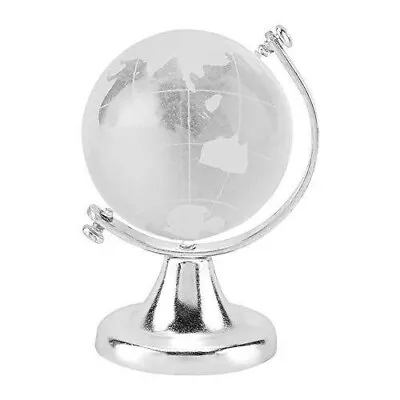 World Globe Crystal Glass Ball Mini Clear Round Earth Sphere Miniature Map Boxed • $10