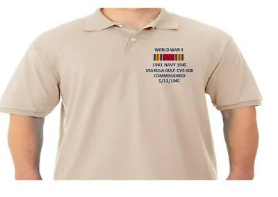 $69.95 • Buy Ww Ii Ribbon Uss Kula Gulf Cve-108 *embroidered Polo Shirt/sweat/jacket.
