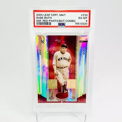 2004 Leaf Certified Materials Mirror Red Babe Ruth 4/50 Jersey Bat Card EX Mint • $1500