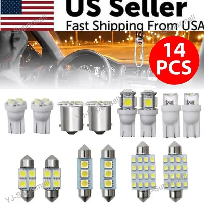$5.25 • Buy 14PCS Car Interior Combo LED Map Dome Door Trunk License Plate Light Bulbs White