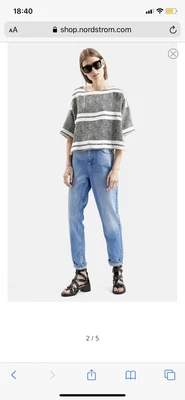 £10 • Buy Topshop Herringbone Crop Box Tee Size 8