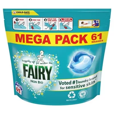 Fairy Non Bio Sensitive Skin Washing Pods Liquid Gel Laundry Capsules- 61 Washes • £22
