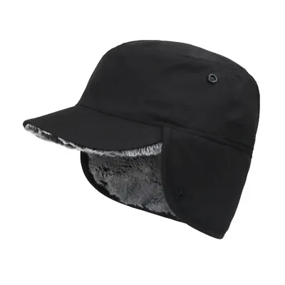 Fleece Hat With Ear Flaps Outdoor Thermal Windproof Warm Flat Cap For Men Women • $12.99