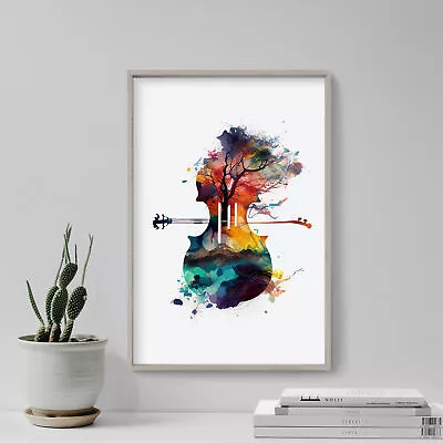 Watercolour Silhouettes - Violin 3 Poster Art Print Painting Artwork Gift • £69.50