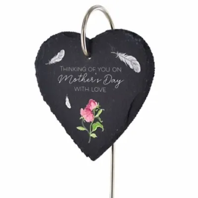 Mothers Day Memorial Plaque Gift Mum Nan Slate Heart Grave Keepsake Marker Stake • £12.95