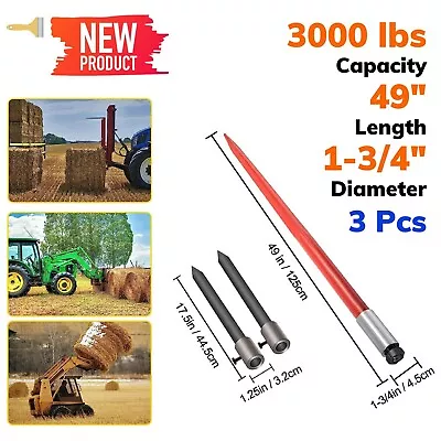 $252.68 • Buy 49  Hay Bale Spear Spike Quick Attach W 2 Stabilizers For Bucket Tractor Loaders