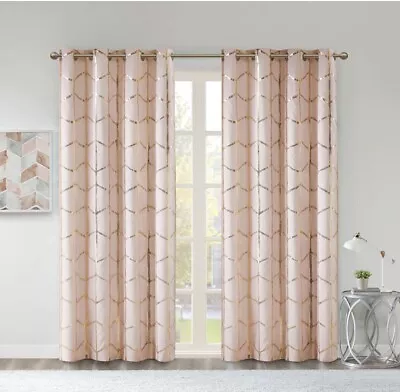 Intelligent Design Raina Blackout Blush & Gold Grommet Window Panel 50 X 84 • $12.98