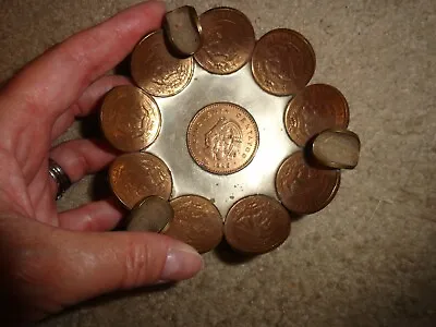 Vintage Small Mexican Coin Ash Tray Peso Mexico Centavos Mid Century Ashtray • $10
