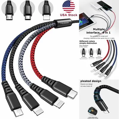 4 In 1 Multi USB Charging Cable Fast Charger Cord For IPhone/Type C/Micro USB • $11.98