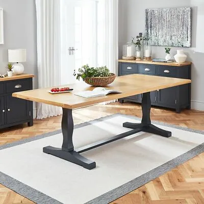Cotswold Charcoal Grey Painted Oak 2.2m Refectory Dining Table - Seats 8-10-FC61 • £449
