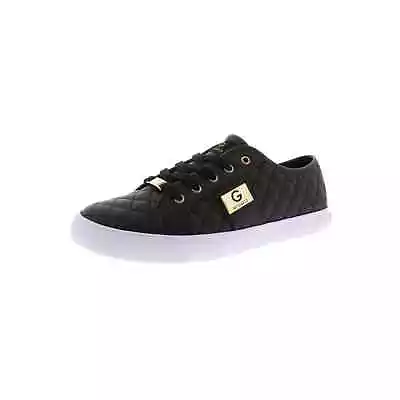 G By Guess Women’s Backer 2 Quilted Black/Gold Lace Up Faux Leather Shoes 8 • $22