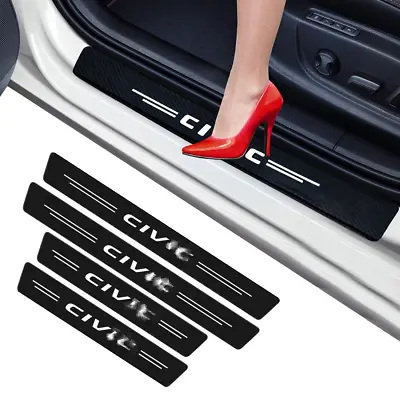 4Pcs For Civic 3D Car Door Step Plate Sill Scuff Cover Anti Scratch Protector Ne • $9.10