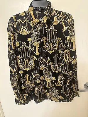 Versace Collection Trend Silk  Baroque Print Shirt Size 39 • $250