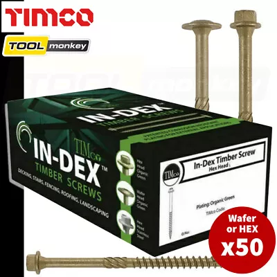 INDEX Timber Screw Hex Or Wafer - Landscape Exterior Screw For Sleeper Decking • £12.99