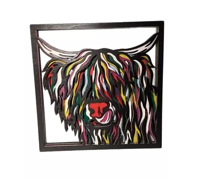 Handmade 3d Layered Wooden Highland Cow Picture • £33.99