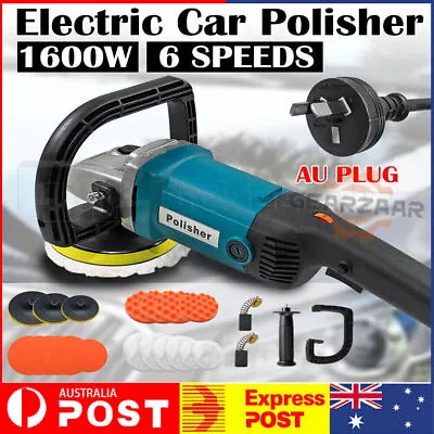 Polisher Car Buffer Pad Electric Machine Tool Kit 6 Speed 240V 1400W 180mm 150mm • $72.99