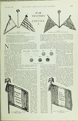 1902 Print War Trophies At Chelsea Eagle & Flags Salamanca Scots Greys Colours • $102.17