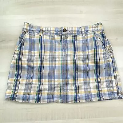 Old Navy Womens Mini Skirt 4 28 In Inseam Blue Yellow Plaid Micro Mini Pockets • $9.74