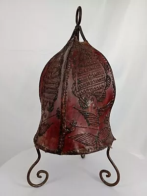 Vintage Antique Authentic Moroccan Henna Leather Lamp Shade Floor Side Lamp  • $27.35