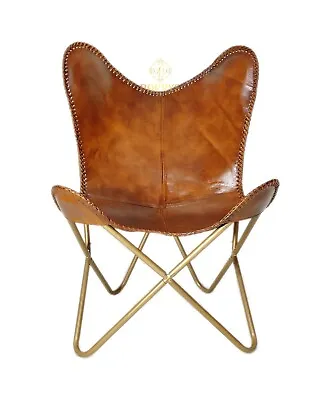 Genuine Leather Comfortable Arm Chair - Openable Iron Stand Lounge Chair PL2-307 • $248.62