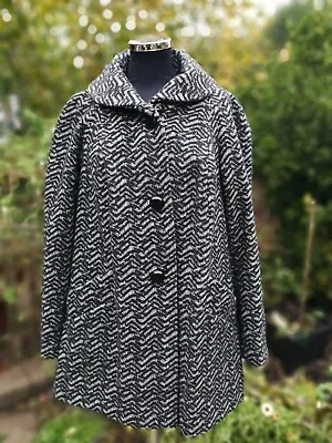 Boho Hippie Zebra Stripe Wool Mix Coat.size 14 • £15