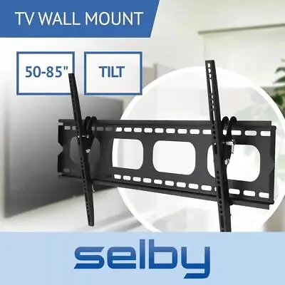 $54 • Buy 50-85  Inch 100kg Slimline Universal TV Tilt Wall Mount Bracket Selby