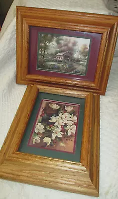 2 Vintage Hand Crafted Oak Picture Frames Cabin Wall Decor • $18.99