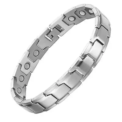 Elegant Silver Titanium Magnetic Bracelet Men Arthritis Pain Energy Balance RX • $29.93