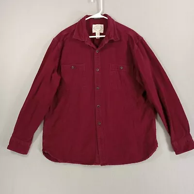 St Johns Bay Shirt Mens XL Red Chamois Long Sleeve Button Up Heavyweight Outdoor • $10.96