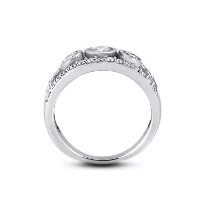 1 3/4ct H VS2 Round Natural Diamonds 18k  Vintage Style Three-Stone Ring • $2729.14
