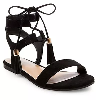 New Women's Merona Black Mavis Gladiator Open Toe Sandals Shoes Size 6.5 • $22.49