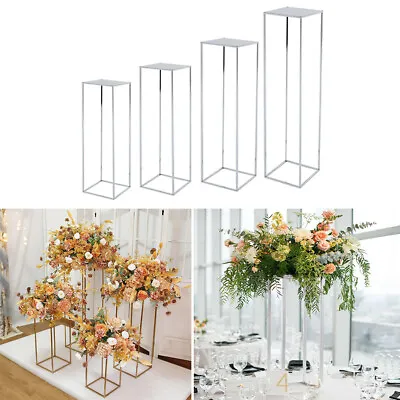 40/60/80/100cm Rectangular Flower Stand Centrepiece Pedestal Metal Wedding Decor • £20.95