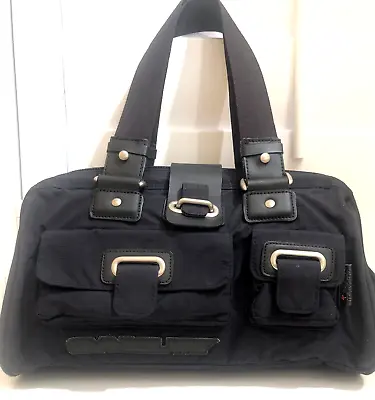 RARE OAKLEY CARGO 3D POCKET PURSE Black Leather Trimmed Handbag Shoulder Bag • $263.99